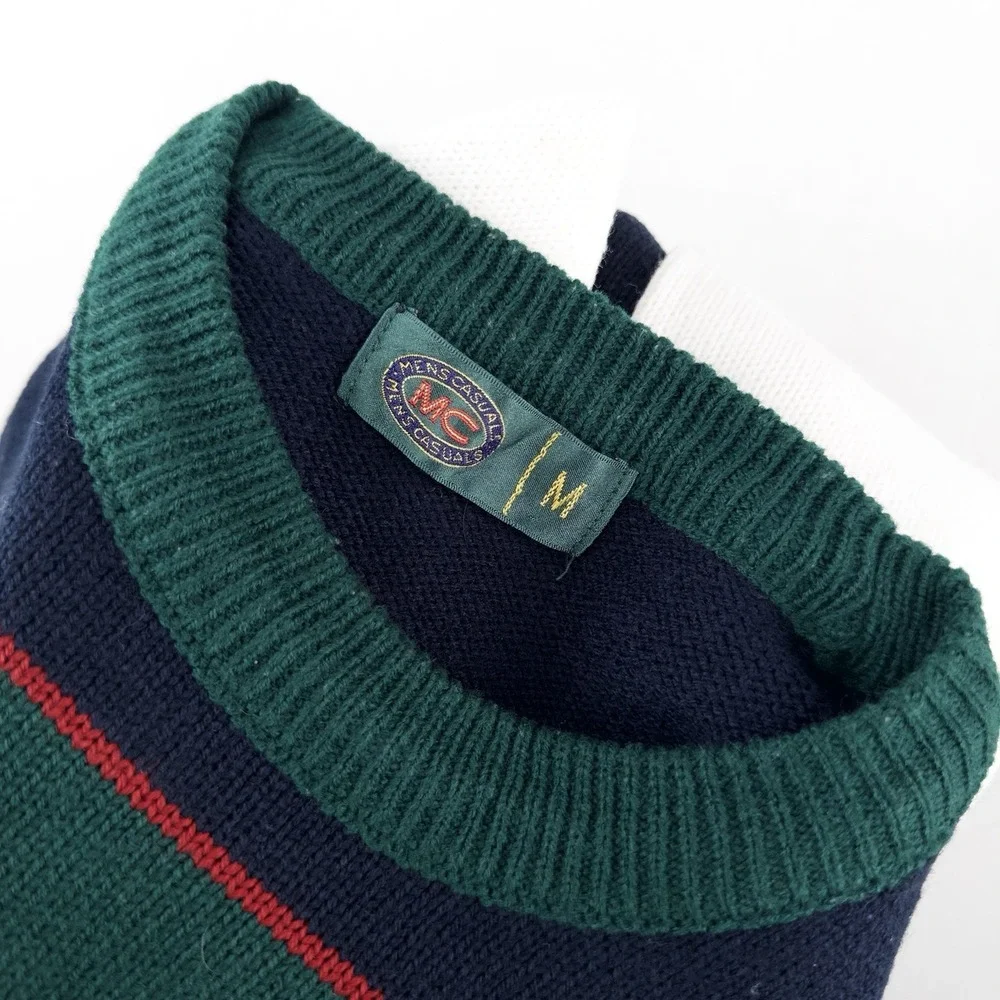 90's Vtg Embroidered Classic Yacht Club Racing Sweater Acrylic Color Block